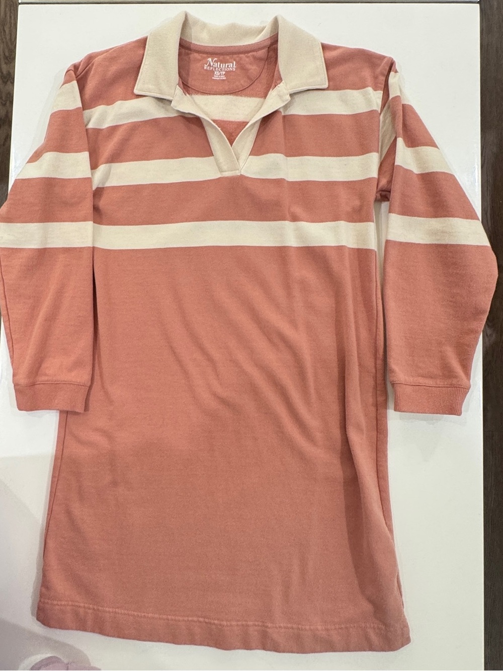 NATURAL LIFE Coral Stripe Rugby Dress with Cream Accents